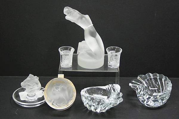 Appraisal: A grouping of Lalique glass Comprising powder box 'Boite a