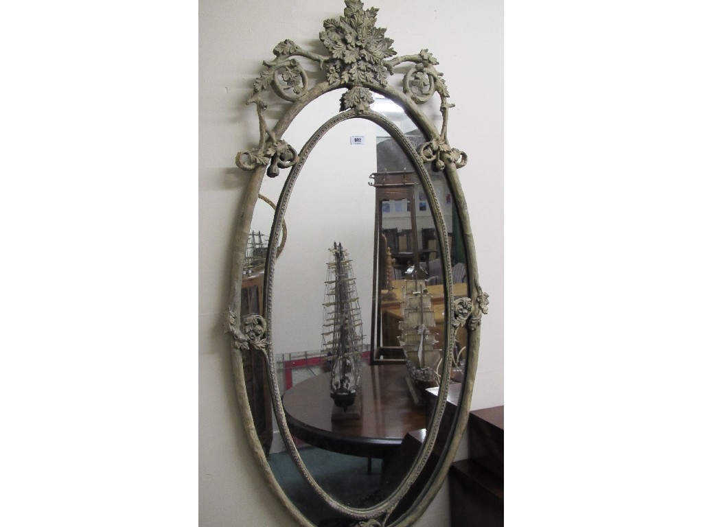 Appraisal: Oval gesso style wall mirror