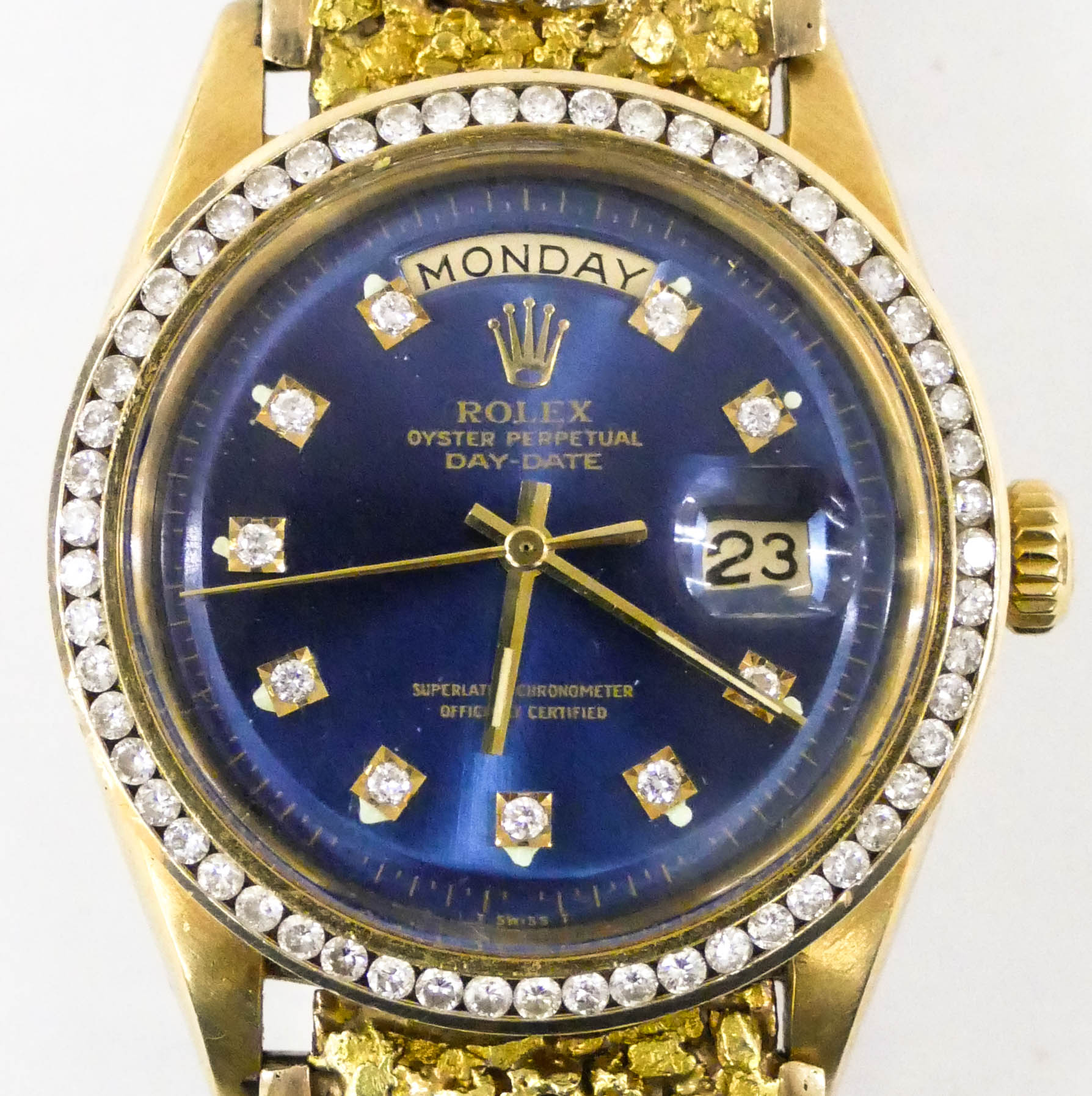 Appraisal: Men's Rolex Presidential k Diamond Watch mm A blue dial