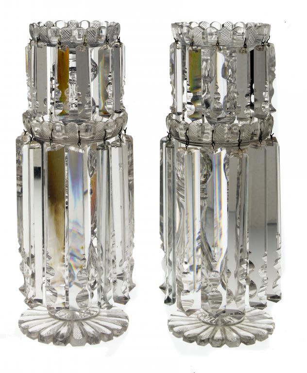 Appraisal: A PAIR OF VICTORIAN DIAMOND CUT AND FACETED GLASS TWO