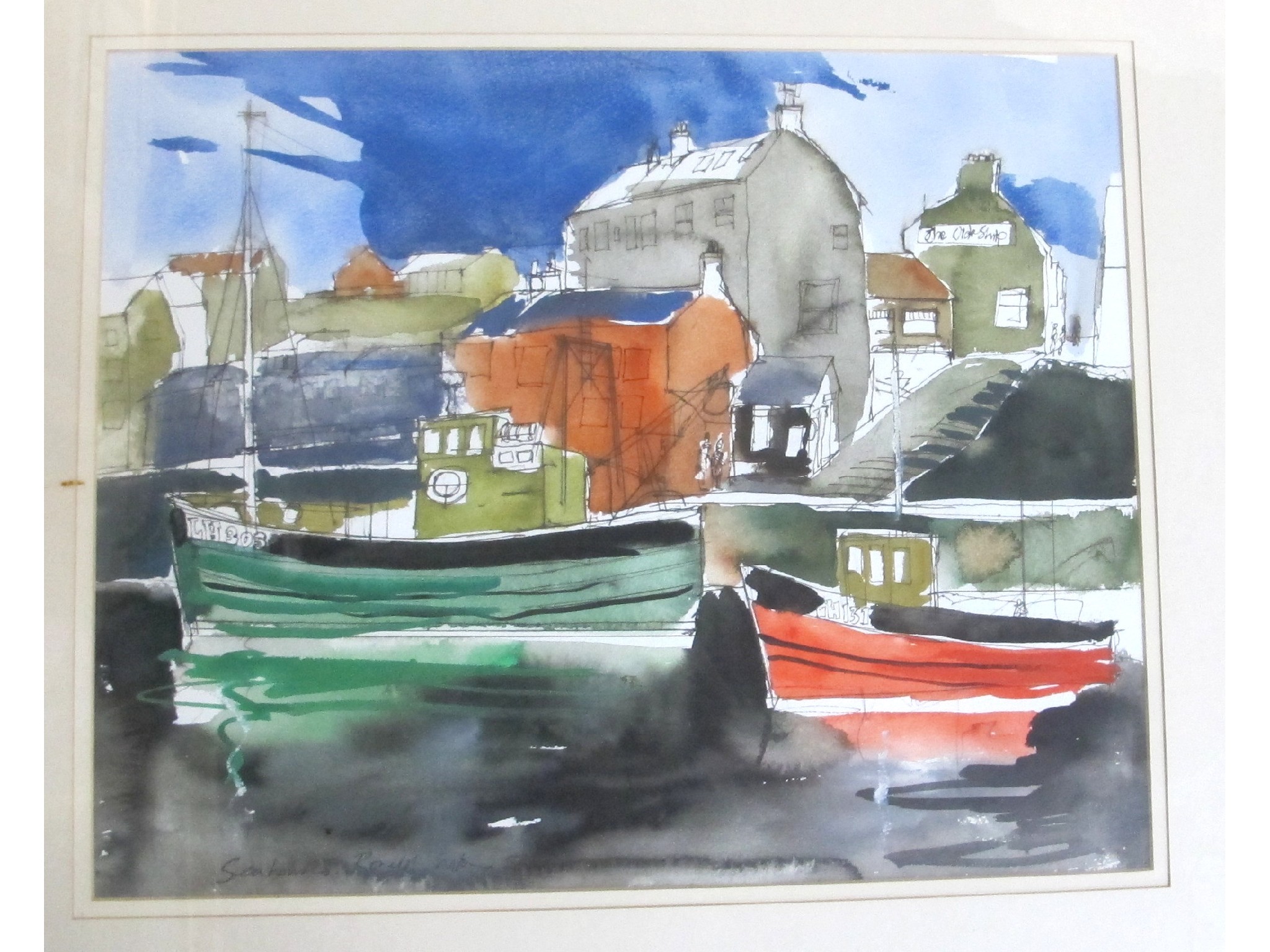 Appraisal: RONALD WILSON Seahouses signed watercolour