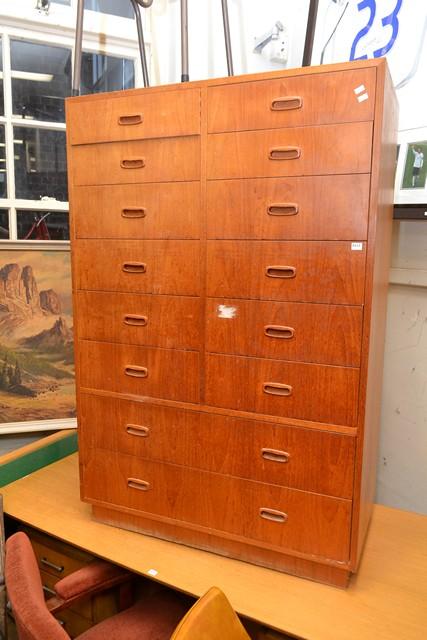 Appraisal: A 'S FOURTEEN DRAWER TEAK CHEST OF DRAWERS A 'S