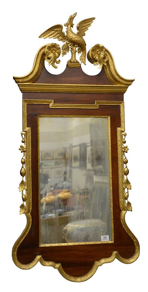 Appraisal: Federal Style Mahogany Mirror having gilt eagle crest and finial