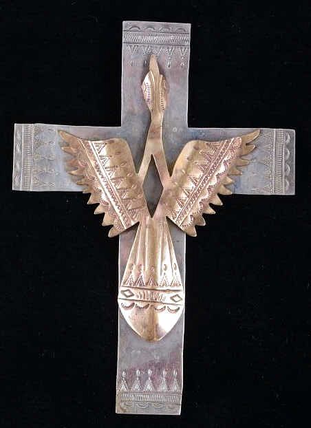 Appraisal: Armand American Horse Silver Brass Waterbird Cross Included in this