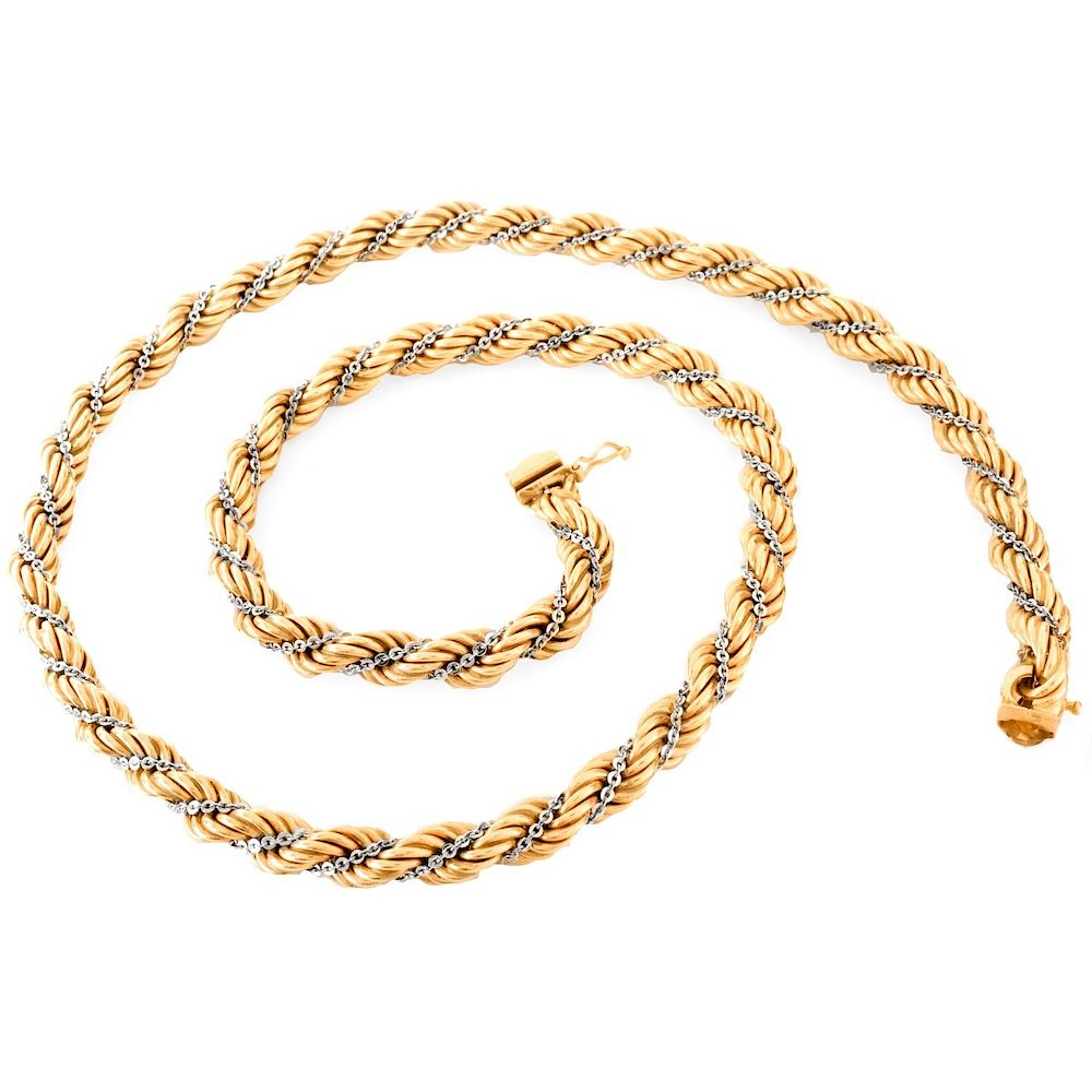 Appraisal: Vintage K Gold Rope Chain Vintage Karat Yellow and White