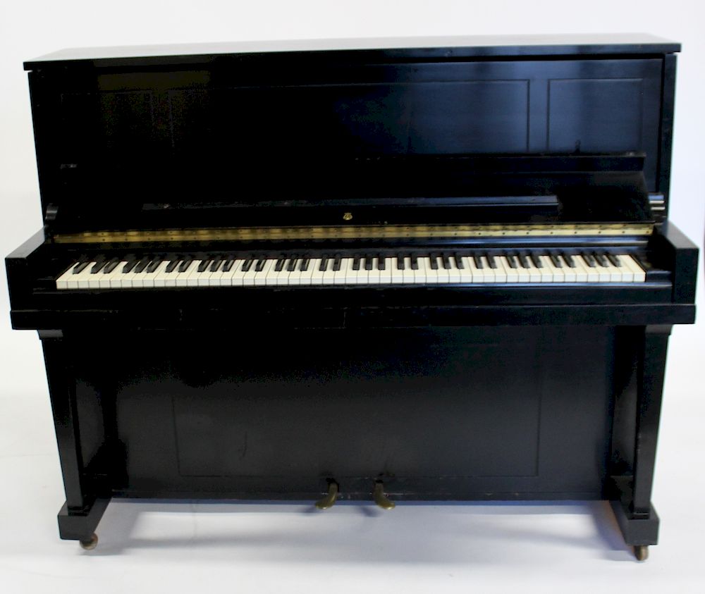 Appraisal: STEINWAY Sons Ebonised Upright Piano Includes bench and serial W