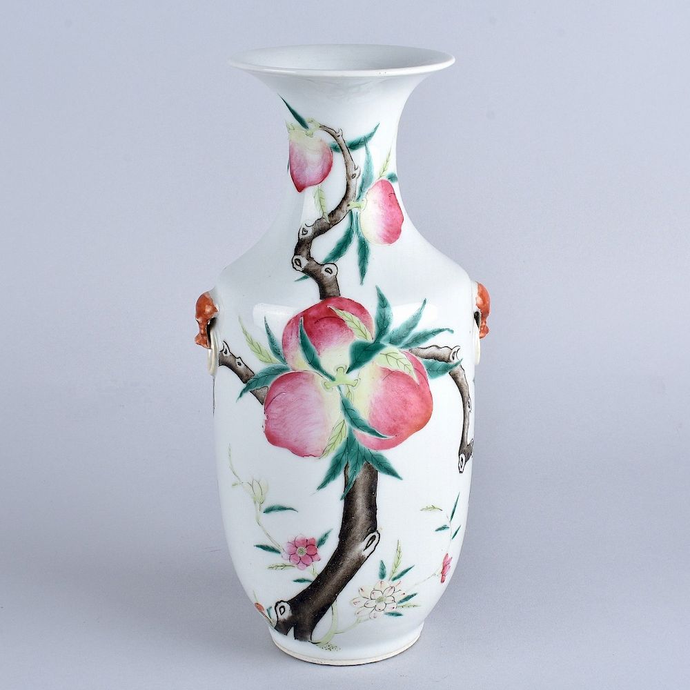 Appraisal: Chinese Vase Chinese Famille Rose Porcelain Vase with Mock Foo