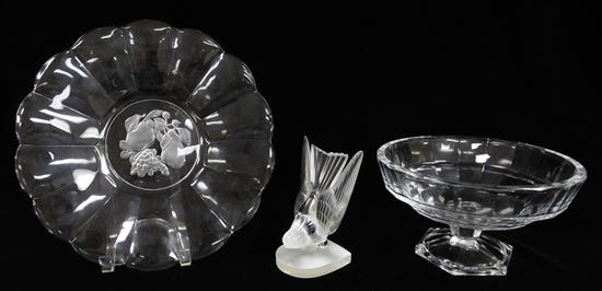 Appraisal: GLASS Three pieces of signed decorative glassware Lalique and Val