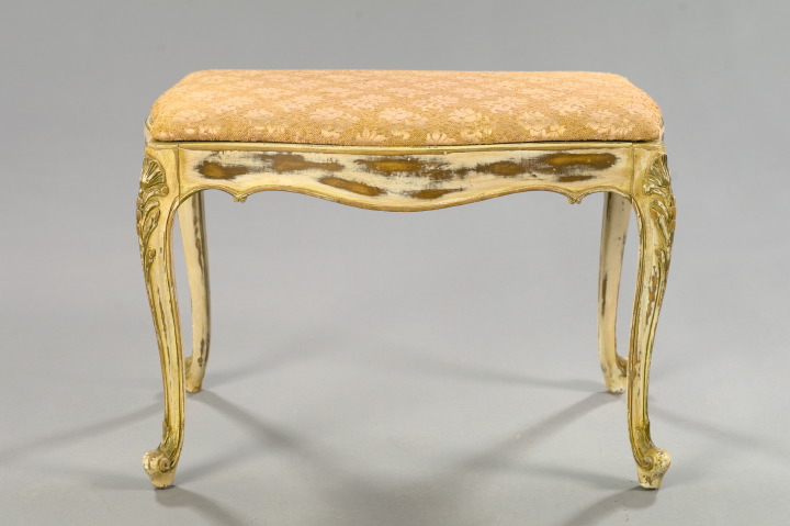 Appraisal: Petite Louis XV-Style Polychromed Vanity Bench early th century the