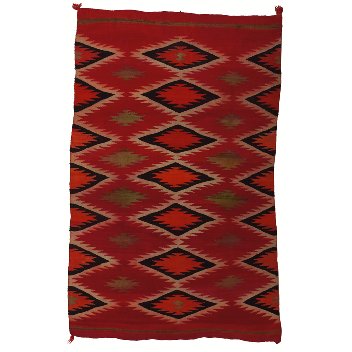 Appraisal: Navajo rug c stylized diamond pattern in orange cream and