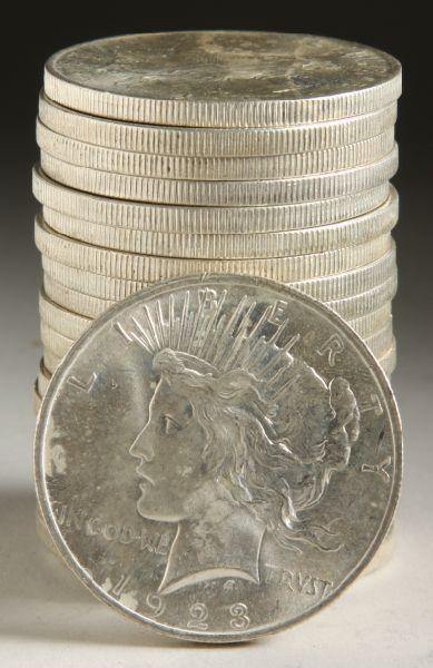 Appraisal: BU Roll Peace Silver Dollars coins