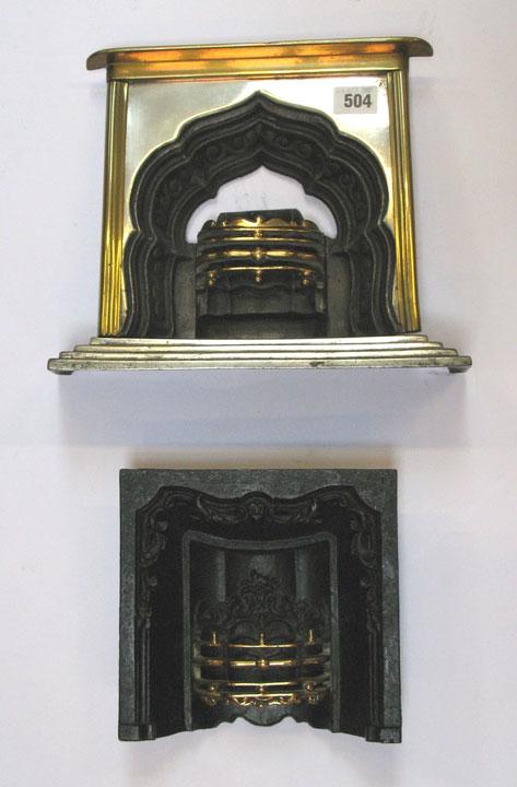 Appraisal: A REGENCY CAST IRON MINIATURE FIREPLACE with steel surround brass