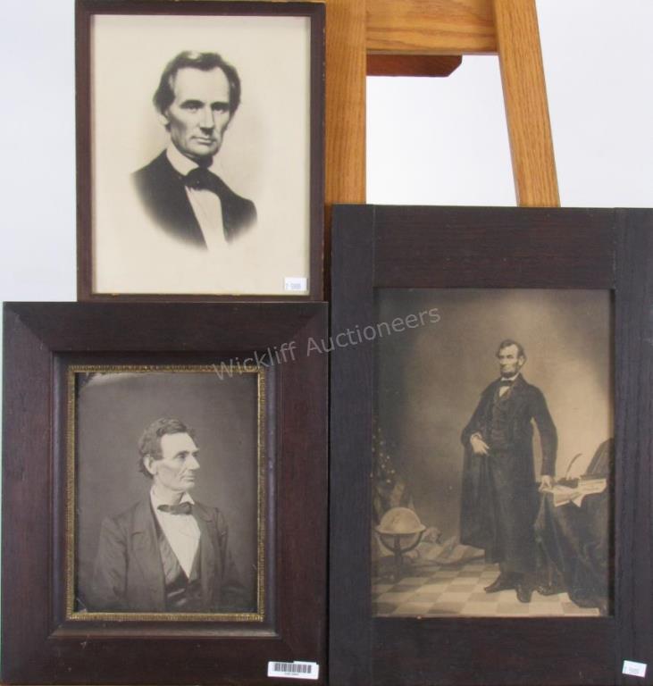 Appraisal: A group of framed photos of Abraham Lincoln first depicting