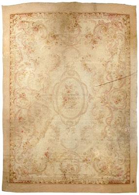 Appraisal: French Aubusson carpet linen backing th or th century ft