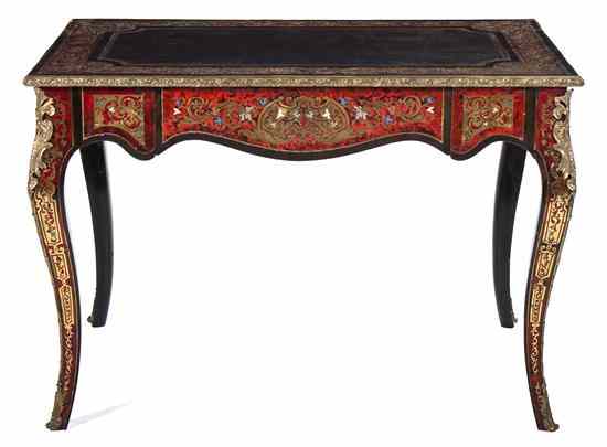 Appraisal: A Napoleon III Boulle Bureau Plat having a rectangular leather