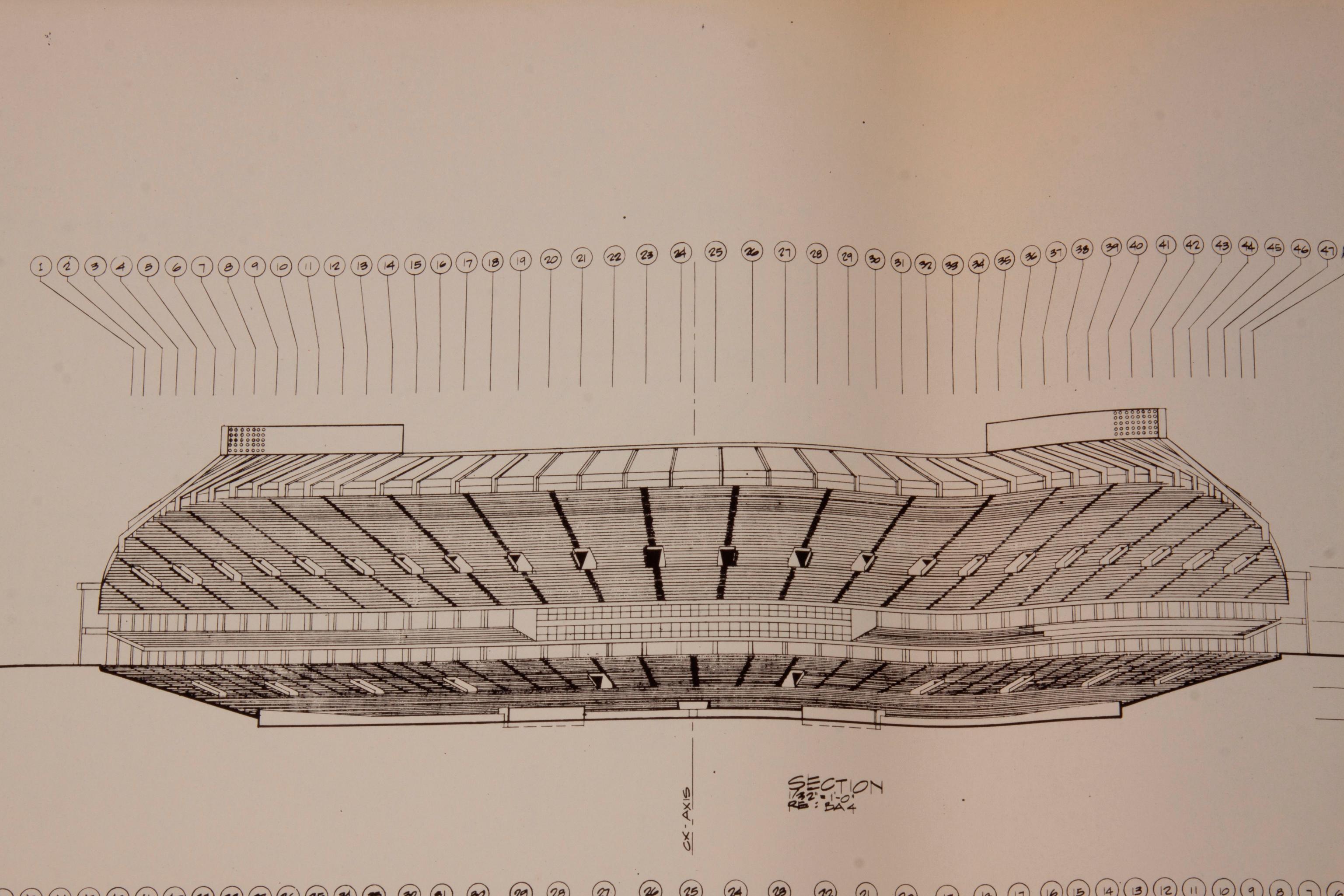 Appraisal: KAUFFMAN STADIUM ARCHITECTURAL BLUEPRINTS architectural blueprints for the Jackson County