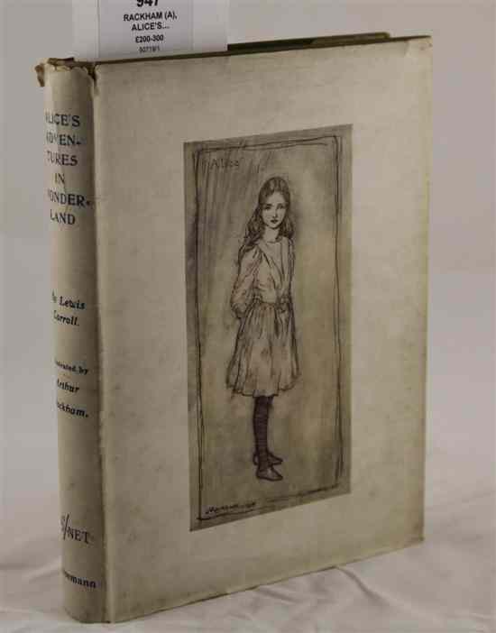 Appraisal: RACKHAM A Illus ALICE'S ADVENTURES IN WONDERLAND gilt green cloth