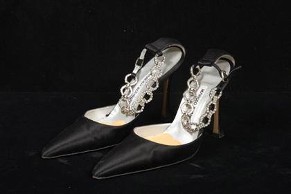 Appraisal: Manolo Blahnik black silk and rhinestone stiletto heel shoes s