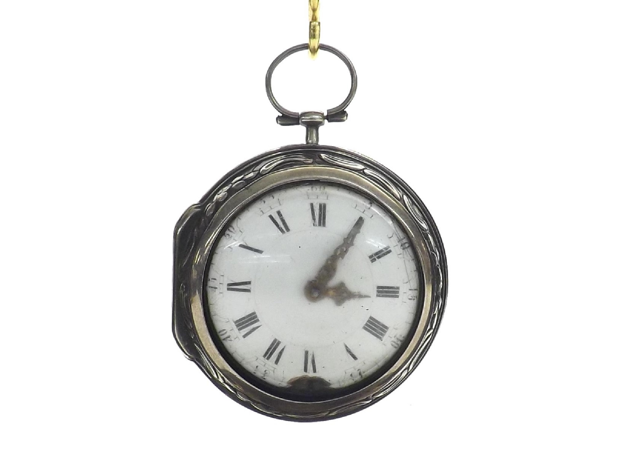 Appraisal: English th century silver verge pair cased pocket watch London