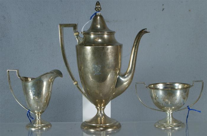 Appraisal: pc sterling silver teaset c o pot creamer and sugar