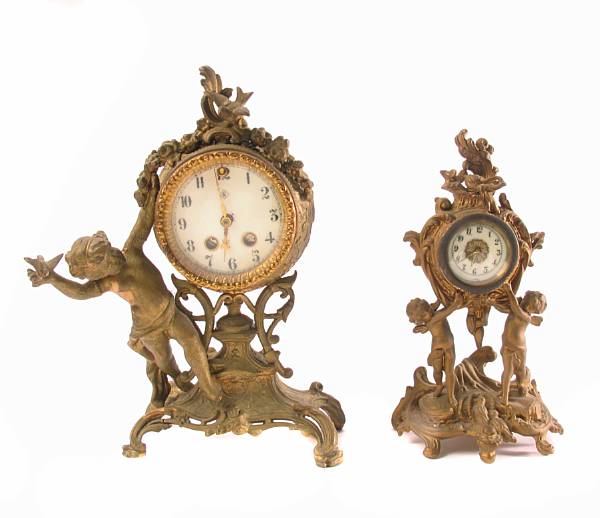 Appraisal: An assembled group of three Rococo style mantel clocks losses