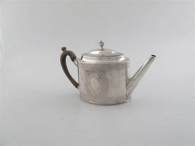 Appraisal: A George III tea pot oval with bright cut bands