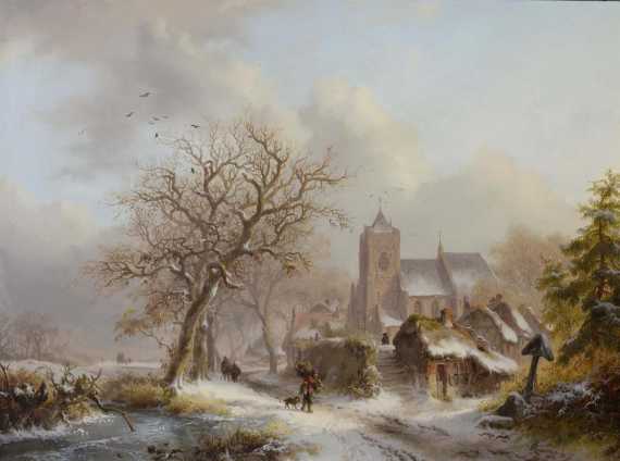 Appraisal: KRUSEMAN FREDERIK MARIANUS Haarlem Winter landscape with figures Oil on