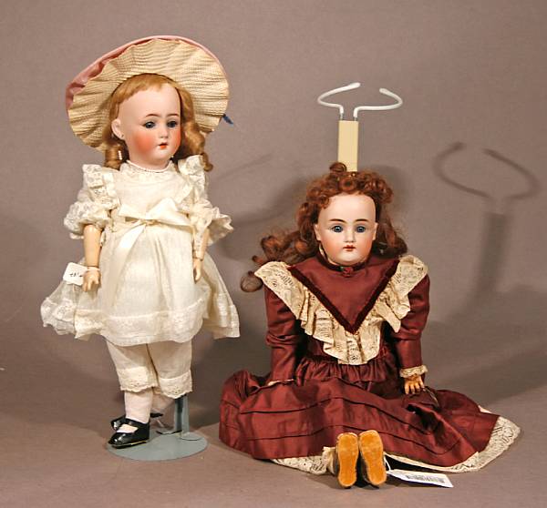 Appraisal: Two German bisque-head dolls the first a shoulder head incised