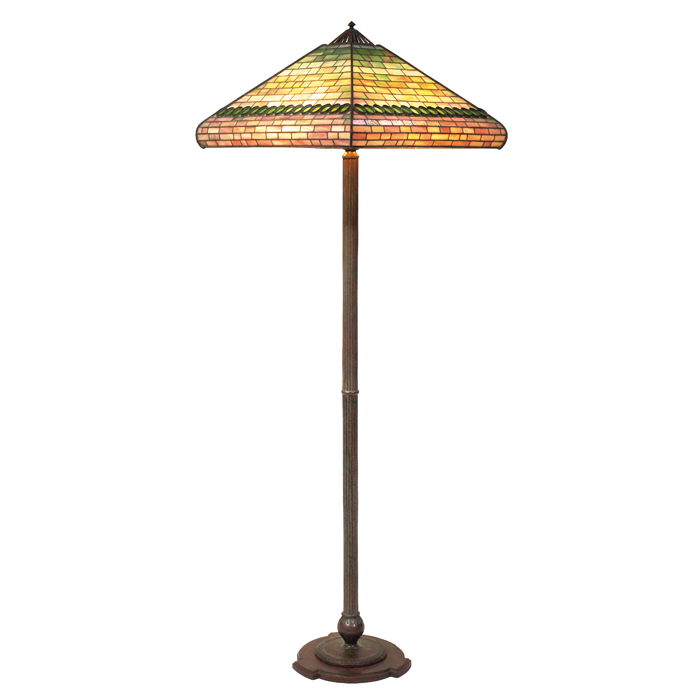 Appraisal: Handel floor lamp pyramidal leaded glass shade on a copper