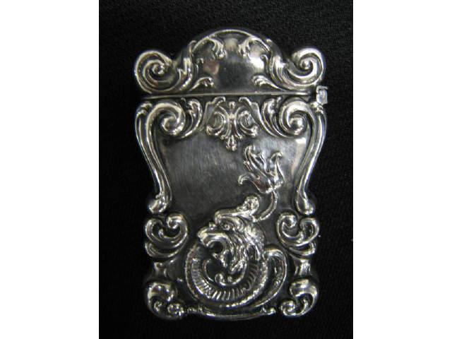 Appraisal: Victorian Sterling Silver Match Safe serpent decor x excellent