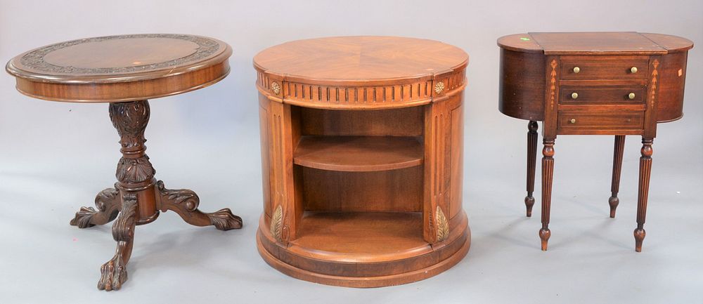 Appraisal: Group of four tables to include carved mahogany tip-top pie