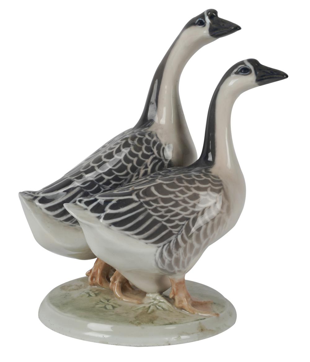 Appraisal: ROYAL COPENHAGEN PORCELAIN GEESE GROUPwith Royal Copenhagen marks to underside