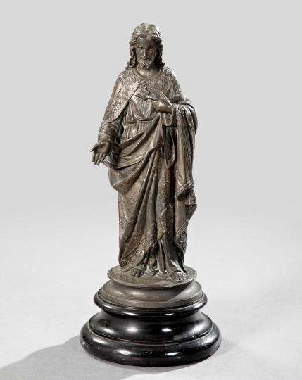 Appraisal: Continental Cast-Iron Figure of the Sacred Heart of Christ first