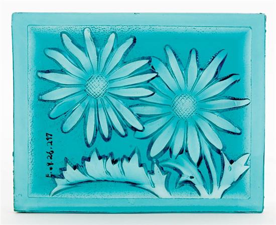 Appraisal: Aqua-blue glass door panel tile circa - daisy design panel