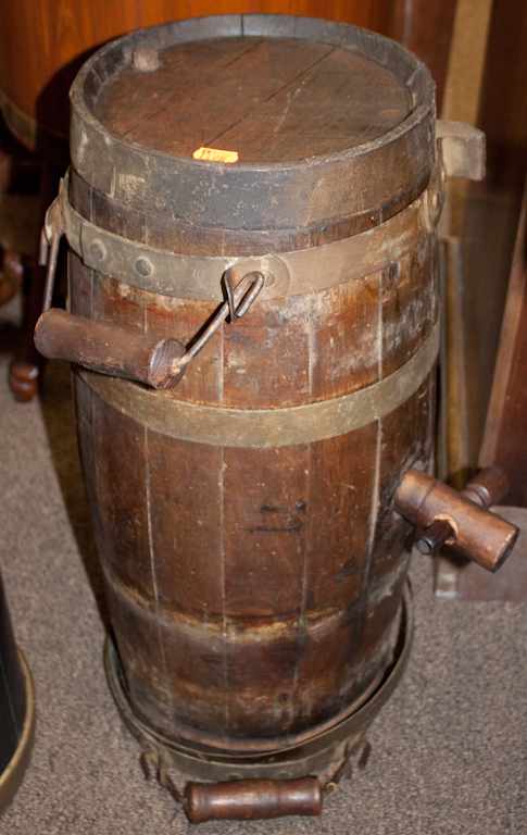 Appraisal: Brass-bound and oak keg with tap Estimate - No condition