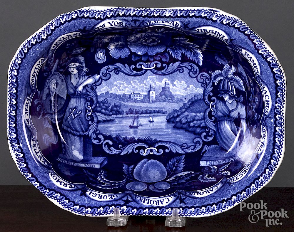 Appraisal: Historical Blue Staffordshire vegetable dish Historical Blue Staffordshire America and