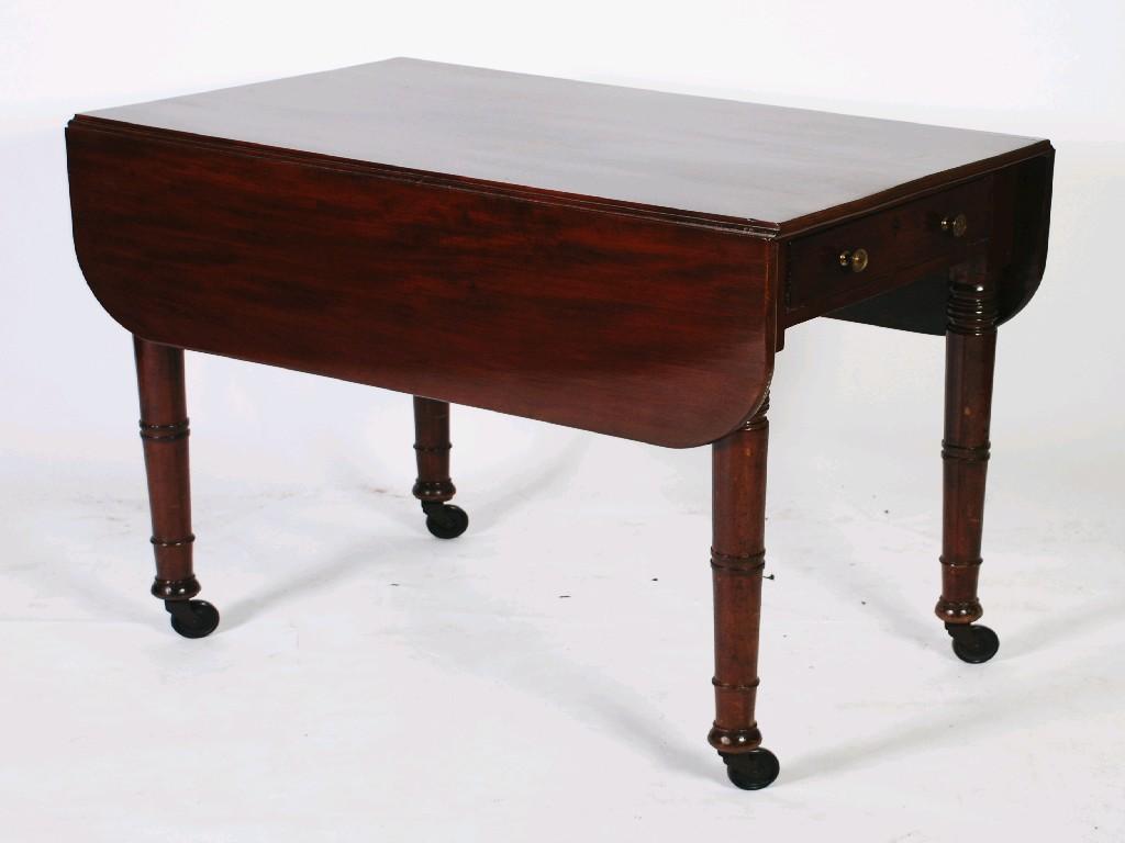 Appraisal: NINETEENTH CENTURY MAHOGANY PEMBROKE TABLE with end drawer standing on