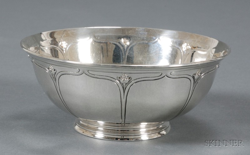 Appraisal: Arthur Stone Bowl Sterling silver Herman Glendenning silversmith Gardner Massachusetts