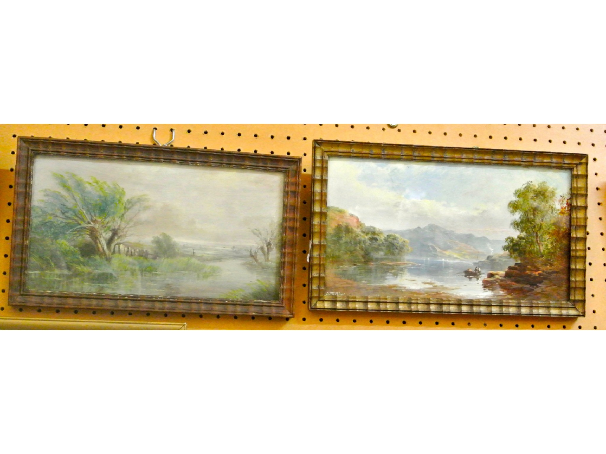 Appraisal: A pair of th century oil paintings on card both