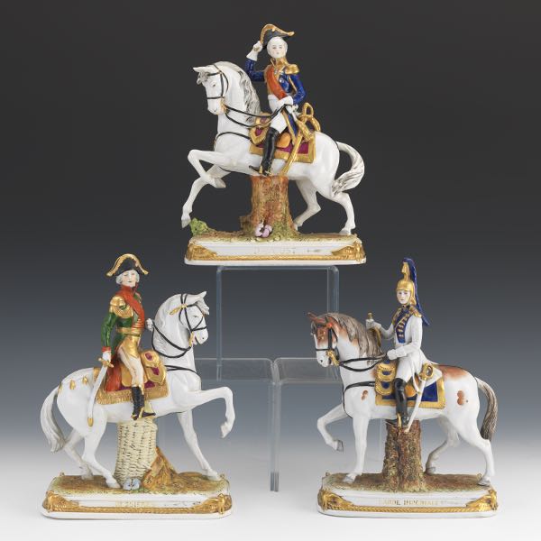 Appraisal: ANTIQUE GERMAN KISTER SCHEIBE ALSBACH PORCELAIN EQUESTRIAN FIGURES OF NAPOLEON