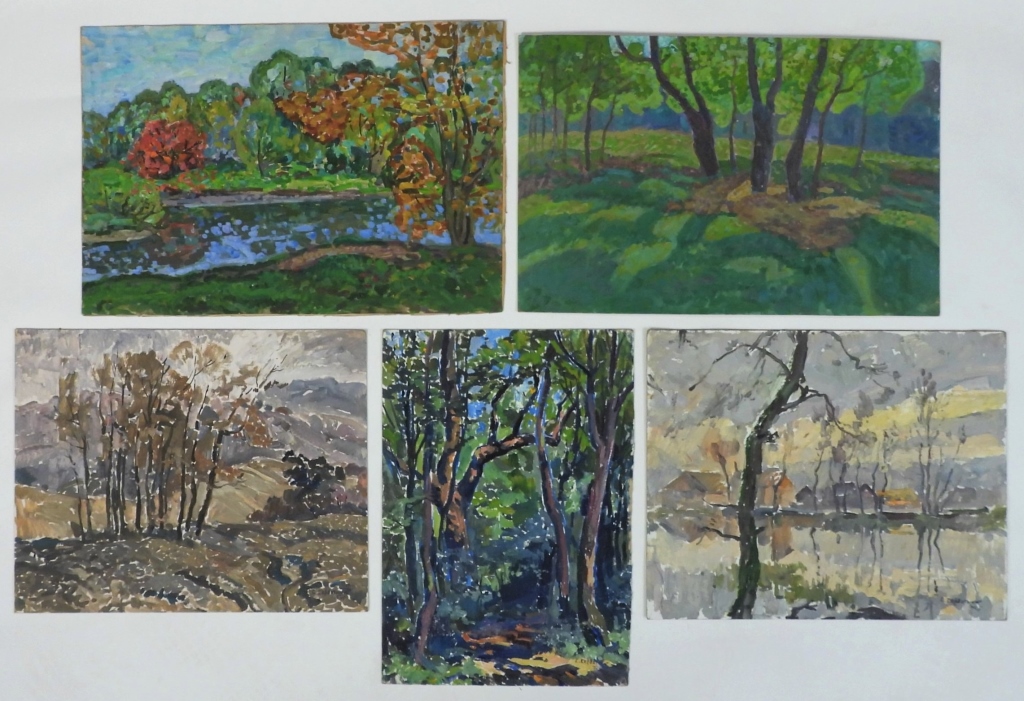 Appraisal: PC UKRAINIAN FOREST LANDSCAPE PAINTINGS Ukraine th CenturyIncludes a depiction