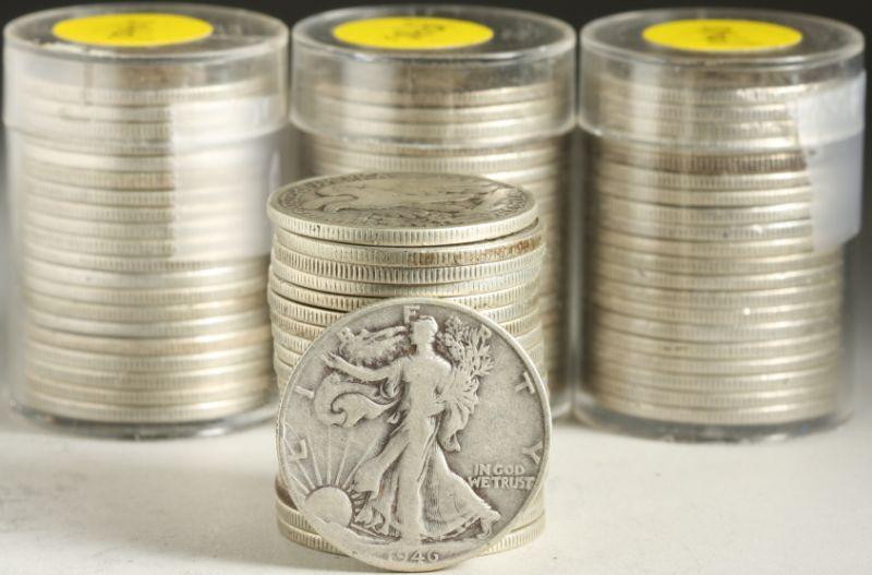 Appraisal: Four Rolls s Walking Liberty Half Dollars mixed dates and