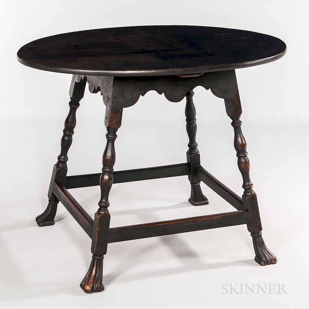 Appraisal: Queen Anne-style Portsmouth-type Oval-top Tea Table Queen Anne-style Portsmouth-type Oval-top