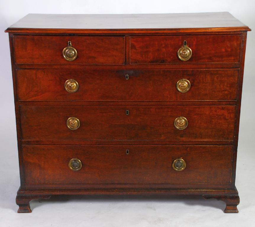 Appraisal: GEORGE III MAHOGANY CHEST OF DRAWERS the moulded oblong top