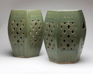 Appraisal: A pair of Chinese celadon glazed pottery garden seats Early