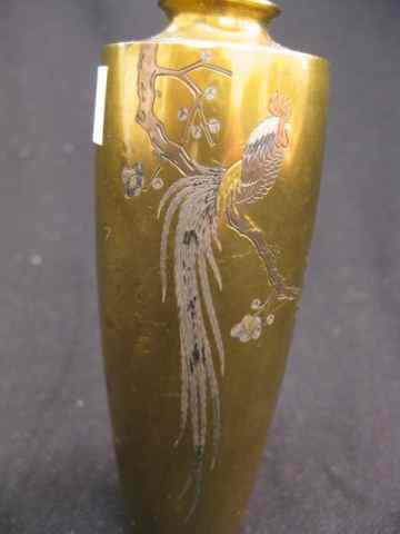 Appraisal: Japanese Mixed Metals Vase signed gold silver copper on bronze