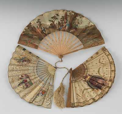 Appraisal: Three Victorian Hand Fans The first with carved pierced bone