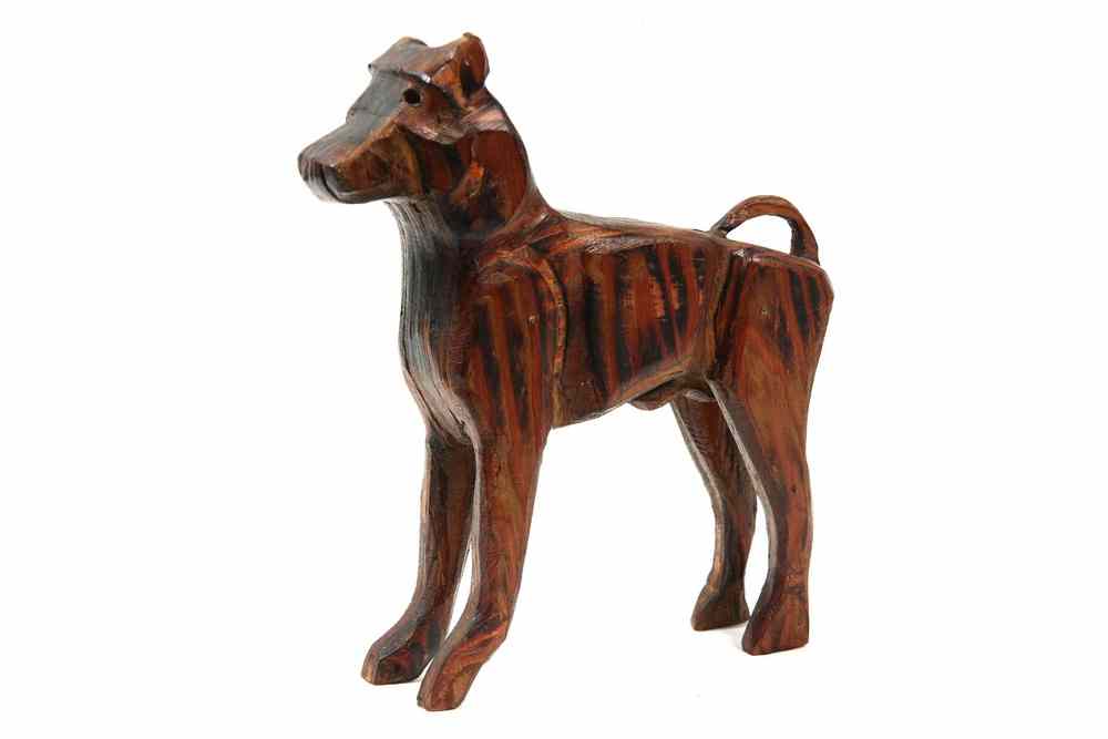 Appraisal: WOODEN SCULPTURE - 'Dog' by Bernard Langlais ME NY -