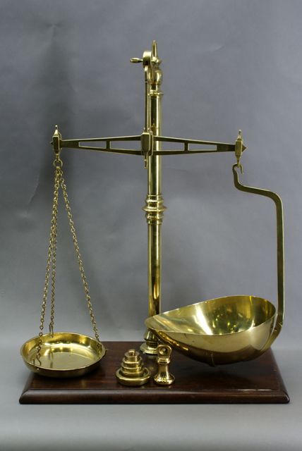 Appraisal: A set of early th century brass shop scales by