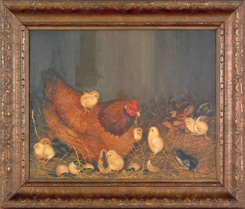 Appraisal: Ben Austrian American - oil on canvas of a hen